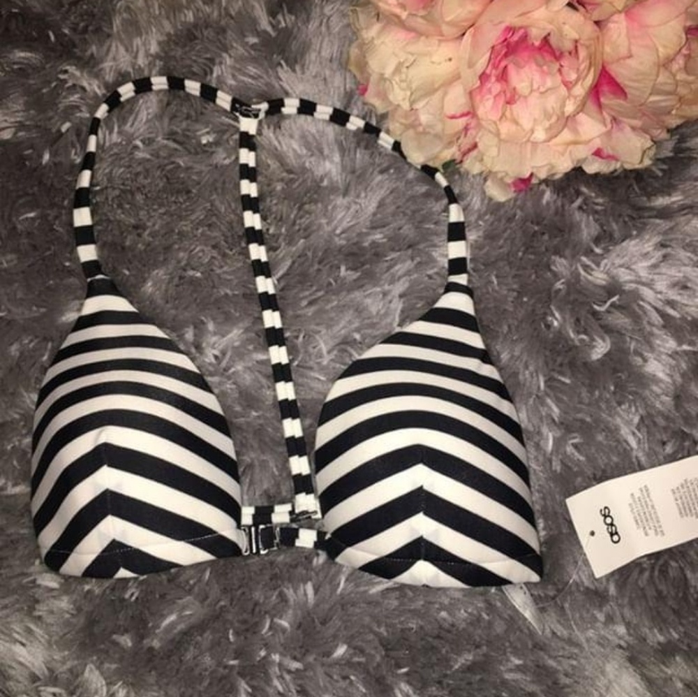 ASOS White and black strip swim top